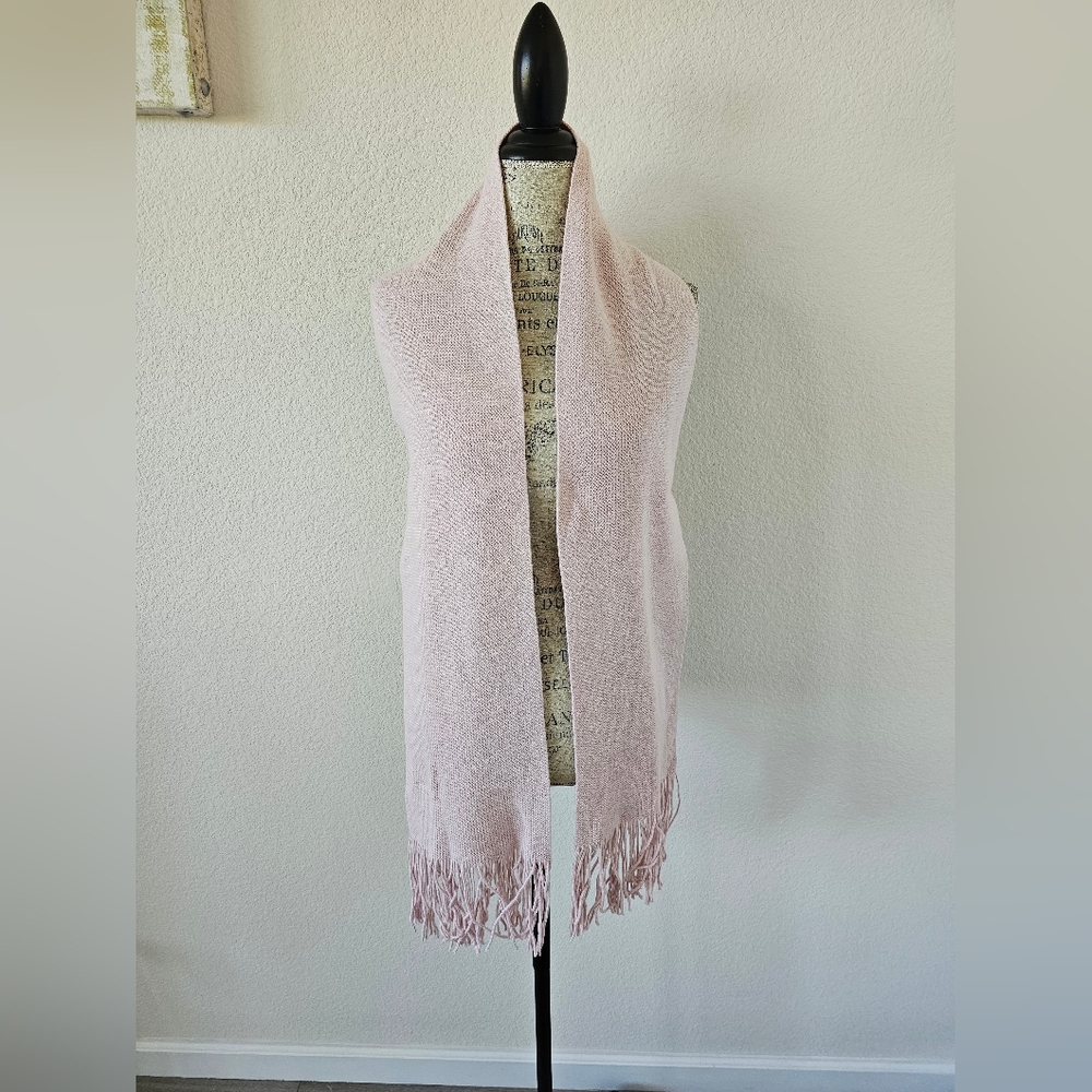 Parkhurst Soft Pastel Pink Cashmere Blend Fringe Scarf - Made in Canada